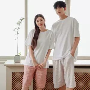 [글램공감]지지미 썸머체크 7부 남여 커플 파자마바지