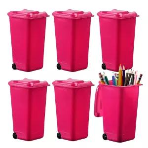 해몬트 미니 쓰레기통 - 책상 및 데스크톱 정리함용 6팩 미니어처 연필 홀더 핑크