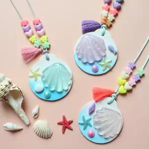 10인세트 큰조개 파스텔목걸이만들기 여름방학 홈스쿨링 아동센터 체험수업 DIY
