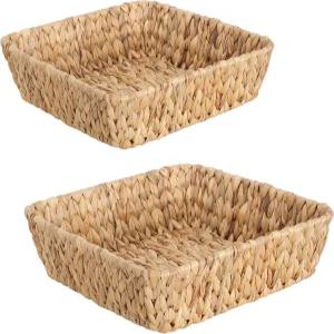 작은 위커 바구니 트레이 2팩 선물용 라탄 세트 진입로 콘솔 테이블탑 사무실 정리용 직조 장식 책상