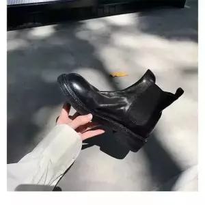 천진반빈티지 여성 말가죽 앵클 플랫 연통 신발 스판 리얼 부츠 셔링 워싱 워커힐 데일리룩 워커 KUK5