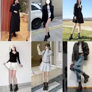 천진반빈티지 여자 워커 부츠 소가죽 가죽 통굽 버전 워커힐 슬림 키높이 리얼 데일리룩 신발 KUK5