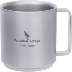 바운드리스 보야지 티타늄 이중벽 커피 컵 미니 머그잔 100ml 야외 캠핑 하이킹 피크닉 배낭여행용 경량