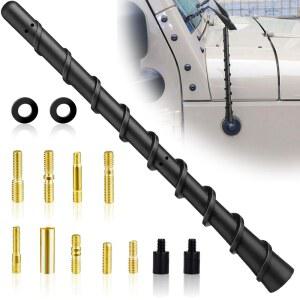 BFXM 블랙 나선형 굽힘 안테나, 방수 자동차 고무 안테나, 나사가 있는 7인치 오토 토퍼 유연한 개조 안테나, 트럭, 자동차, SUV용 자동차 라디오 AM FM용 외장 자동차 액세서리