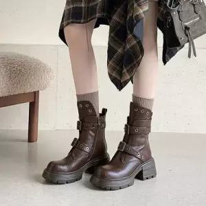 여친 빈티지 신발 미들부츠 소가죽 통굽 워커힐 버전 워커 가죽 메일라드 KS5