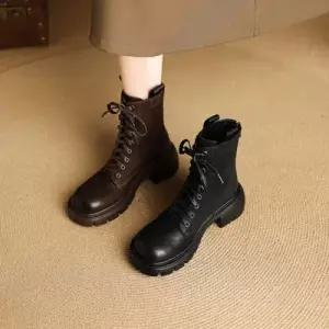 여자 빈티지 가죽 워커힐 앵클부츠 메일라드 리얼 부츠 시크한 워커 신발 통굽 KS5