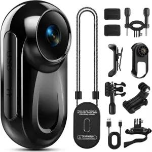 미니 바디 카메라 1080P 512G 엄지 브이로깅 캠 핸즈프리 녹화 360 회전 클립 및 마그네틱 장착된 액션