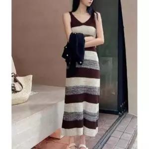 [SBD] 여성 치마 니트 스트라이프배색 원피스 1P 민소매