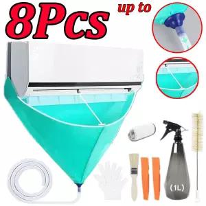 호환  1-8Pcs 에어컨 청소 가방 키트 방수 배수 누출 방지 커버 에어컨 클리너 파이프 청소 도구