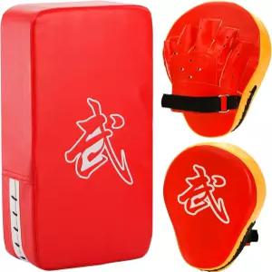 WUWEOT 2-in-1 펀칭 미트 킥 팩 세트 복싱 글러브 태권도 패드 커브드 포커스 조절 가능한 소프트 쉴드