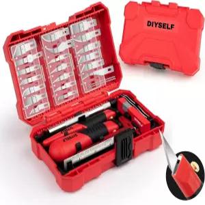 DIYSelf 41PCS Exacto 나이프 세트 다이아몬드 페인팅용 퐁당 패브릭 점토 플라스틱 모델 종이 자르기 공예