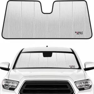 2018-2023 토요타 타코마 실버 반사 6겹 어코디언 접이식 전면 선바이저에 적합한 현무암 오토 윈드실드