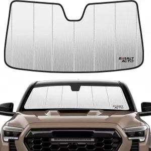 2024-2025 토요타 타코마 실버 반사 6겹 어코디언 접이식 전면 선바이저에 적합한 현무암 오토 윈드실드