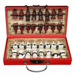 테라코타 체스 전사 세트 취미 보드 수제 접이식 나무 수집 인테리어 장식 선물 조각 체스판