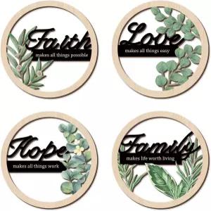 토아르티 보헤미안 영감 나무 걸이 표지판 침실 거실을 위한 세이지 그린 식물 벽 예술 신앙 희망 가족