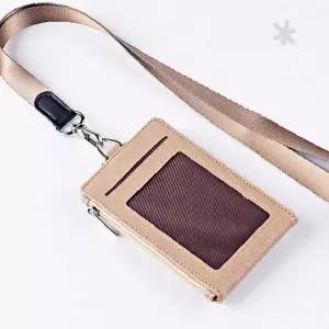 목걸이형 카드케이스 투명창 여행용 신분증 명찰 목줄 스트랩 휴대 수납 가죽