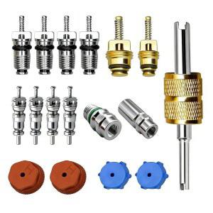 테이북 17 PCS 에어컨 밸브 코어 키트, 냉장 시스템 R12에서 R134a로 변환 A/C 제거 공구 서비스 포트 씰 캡, 범용 자동차 액세서리(다색)