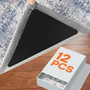 히베이트 12 PCS 러그 테이프 에어리어 미끄럼 방지 카펫 하드우드 바닥 및 타일용 양면 그리퍼 스티커