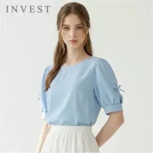 [인베스트] 리본 퍼프 소매 라운드 블라우스_IN6M1BL5580