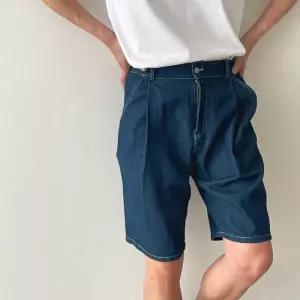 [다잇템]남자 여름데님팬츠 스티치 5부 버뮤다 청반바지