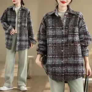 여자 하프 봄 캐주얼 홍콩 코트 슬림핏 체크 쭈리 MF1