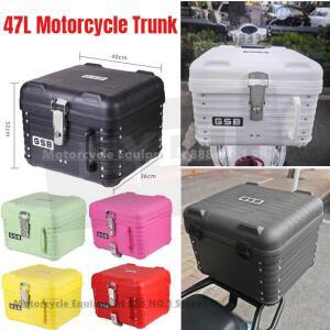 47L 라운드 코너 오토바이 트렁크 PP 소재 스쿠터 범용 공구함 방수 테일 박스 (내부 및 등받이 포함)