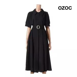 데일리룩 [ ] 카라넥 셔츠 벨트 밴딩 롱 원피스 (K75-51452)