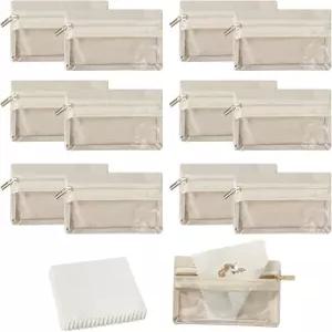 12pcs 여행용 주얼리 파우치 가방 보관 세트 여성용 투명 작은 롤 실버 폴리싱 극세사 천 포함