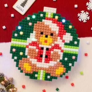 8mm 미니 디폼블럭 도안 세트(LED곰돌이산타)블록 크리스마스 단체선물 어린이 방과후미술 공작재료 만들기