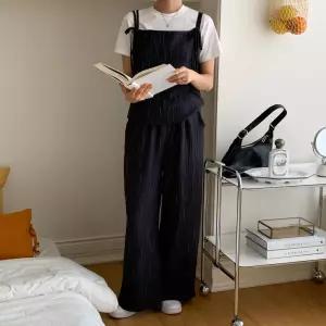 여자 스타 스트라이프 끈나시 밴딩 팬츠 세트