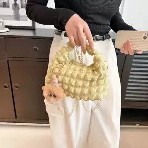 유행 패션 메신저백 쇼퍼백 작은 손가방 노란색 가방