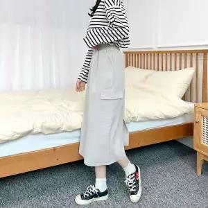 [하프클럽/]지키루 바스락 카고 밴딩 롱 스커트 JB-23009