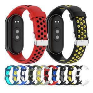 샤오미 미밴드 3 4 5 6 7 8 실리콘 투톤 통기성 스마트 워치 밴드 교체용 스트랩 (미밴드 9 10 호환)