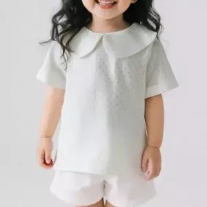 여아 여름 데일리 자가드 메쉬 반팔 카라 티셔츠