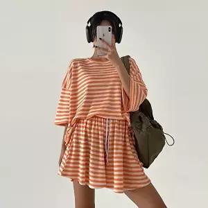 [유야]여성 와플 단가라 반팔 티셔츠 밴딩 반바지 츄리닝 세트 SPST0431 여름