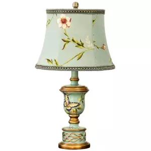 유럽식 엔틱스탠드 빈티지램프 본품 나비 물녹색 전원 푸시버튼 조명 탁상