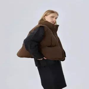 여자 캐주얼 캐시미어 상의 조끼 하이넥 패딩조끼 네오프렌 다운 DUCHI1