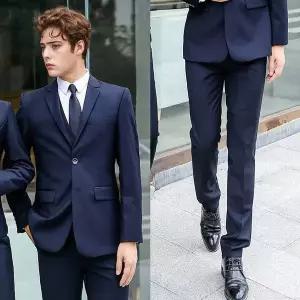 [RIZPICK]TBZ 네이비 남자 캐주얼 긴팔 면접정장 세트(자켓 바지)