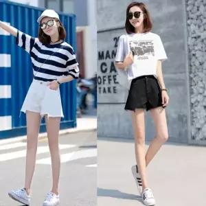 여성 밑단 컷팅 언발란스 여름 반바지 3부 핫팬츠 (HSJ-WC27D5F)