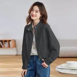 마요 봄 캐주얼 여성야구점퍼 하이웨스트 숏 지퍼 차이나 코트 아우터 자켓 흐름 상의 UNO1