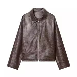 여성용 봄 테일러드 가죽 지적인 자켓 칼라 점퍼 코트 우븐 숏 SPO마켓1