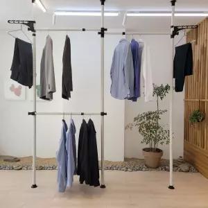 국산 튼튼한 38파이 3단 옷걸이행거 드레스룸행거 봉행거 걸이 압착 압축 압축옥 드레스 폴대