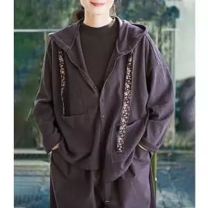 회색 오피스룩 캐주얼 봄 쥐 카디건 후드 상의 여자카디건 원템1