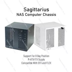 핫 사지타리우스 8베이 NAS 섀시 백플레인 케이스 ATX 전원 공급 장치 MATX 마더보드 PCIE UNRAID 블랙 화이트