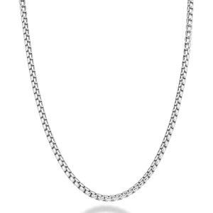 미아벨라 솔리드 925 스털링 실버 이탈리아산 3.5mm 사각 링크 원형 박스 체인 목걸이 이탈리아산