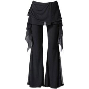 라인댄스바지 나팔 연습복 사교댄스 의상 자동차스 라틴댄스 라인 나팔바지 모던 댄스복 블랙