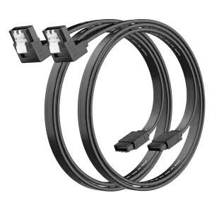 Pagaloce SATA 케이블 III 18인치 2팩 7핀 90도 직각 커넥터 잠금 래치가 있는 6Gbps 데이터 코드 HDD SDD