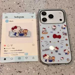 곰돌이 키티 캐릭터 아이폰 17프로 맥스 거치대 케이스