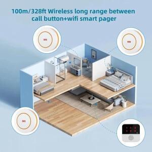 무선 투야 WIFI 버튼 간병인 호출기 노인 SOS 알람 고령자 응급 환자 or 타입 가정용