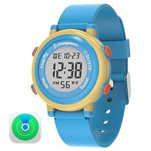 Find My Tracker가 탑재된 Chargeworx 디지털 시계 | 소년 소녀용 스마트 워치 대안 알람 스톱워치 부드러운 실리콘 밴드가 장착된 방수 스포츠 어린이와 를 위한 훌륭한 선물